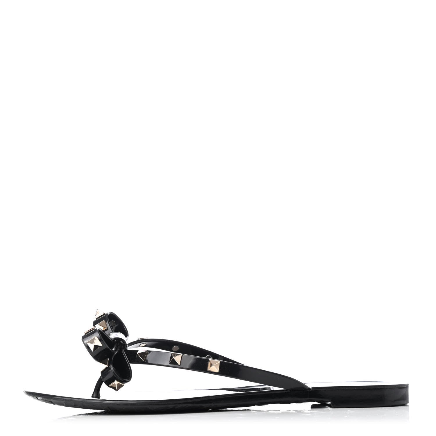 Valentino Garavani PVC Jelly Rockstud Bow Thong Sandals 41 Black 1 of 8