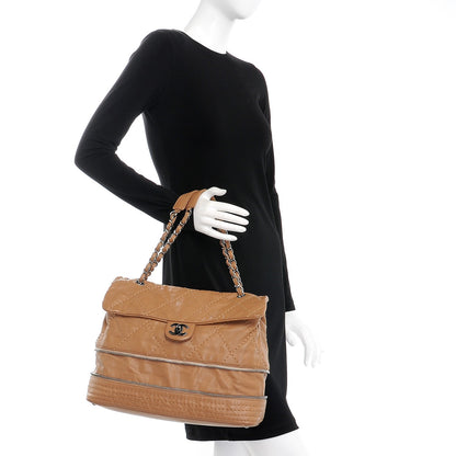 Chanel Calfskin Large Expandable Flap Bag Dark Beige 2 of 14