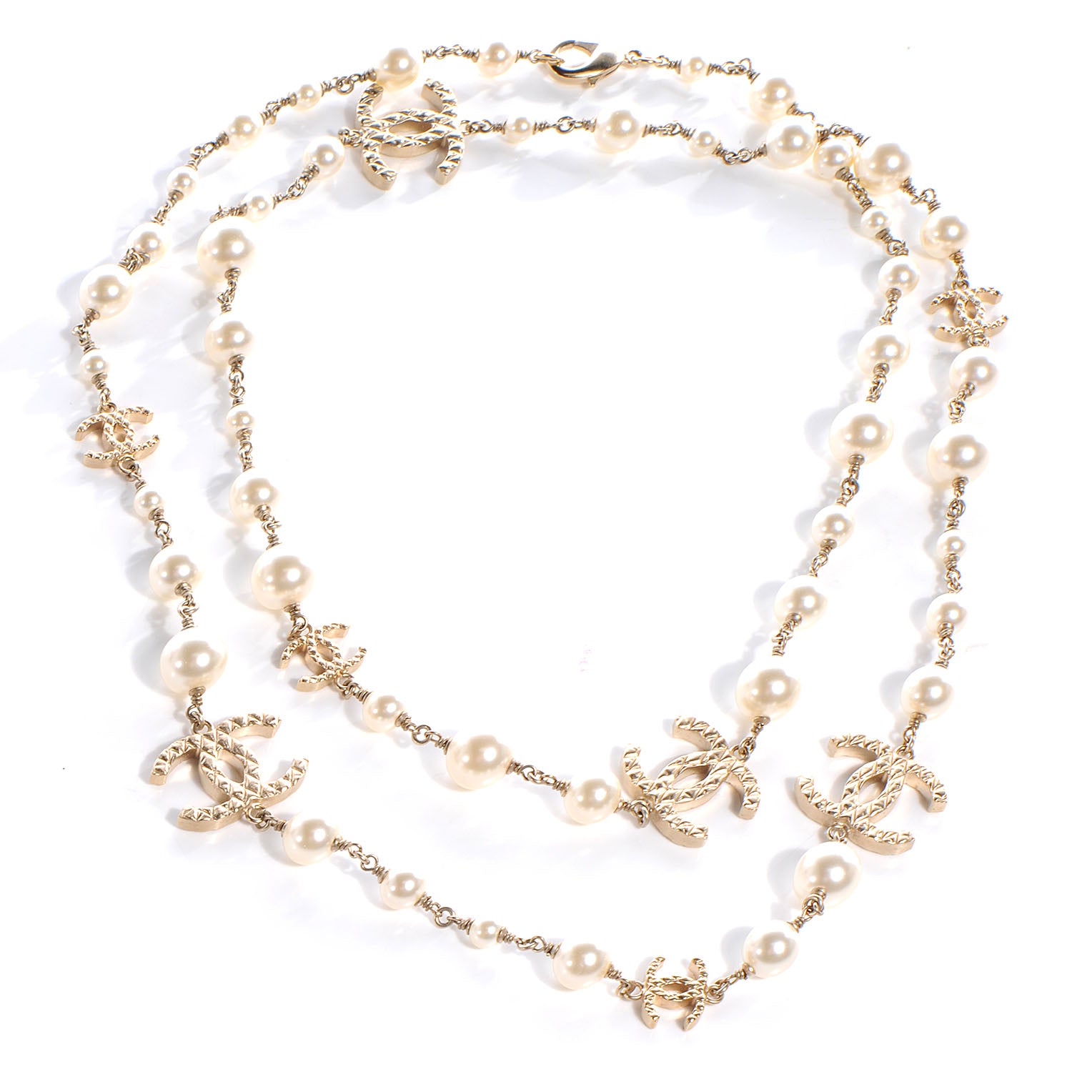 Chanel Pearl CC Long Necklace Gold 3 of 5