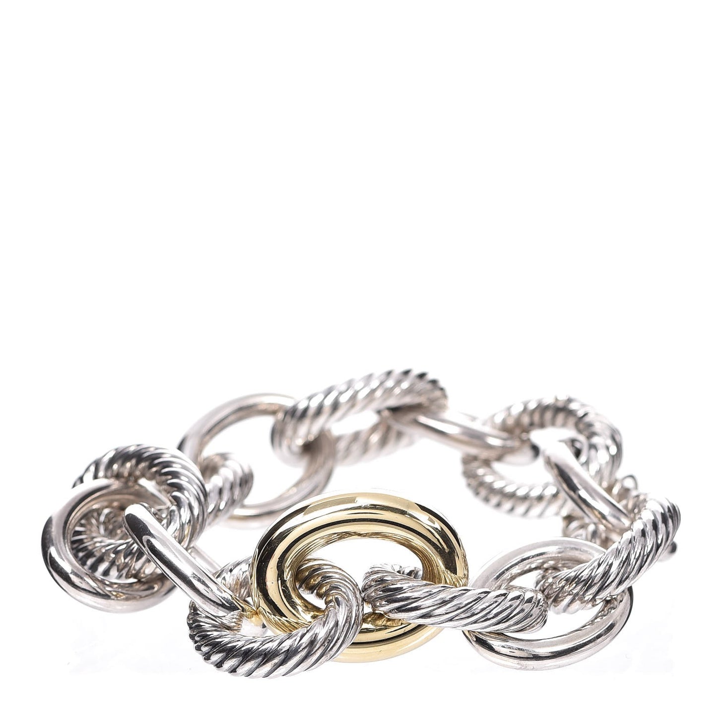 Sterling Silver 18K Yellow Gold 19mm Extra Large Oval Link Bracelet