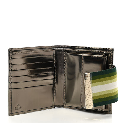 Gucci Monogram Web Ladies Web French Wallet Metallic Brown Green 5 of 8