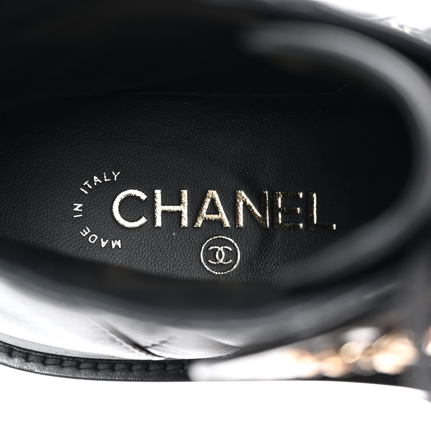 Chanel Shiny Lambskin Quilted Lace Up Combat Boots 38 Black 6 of 9