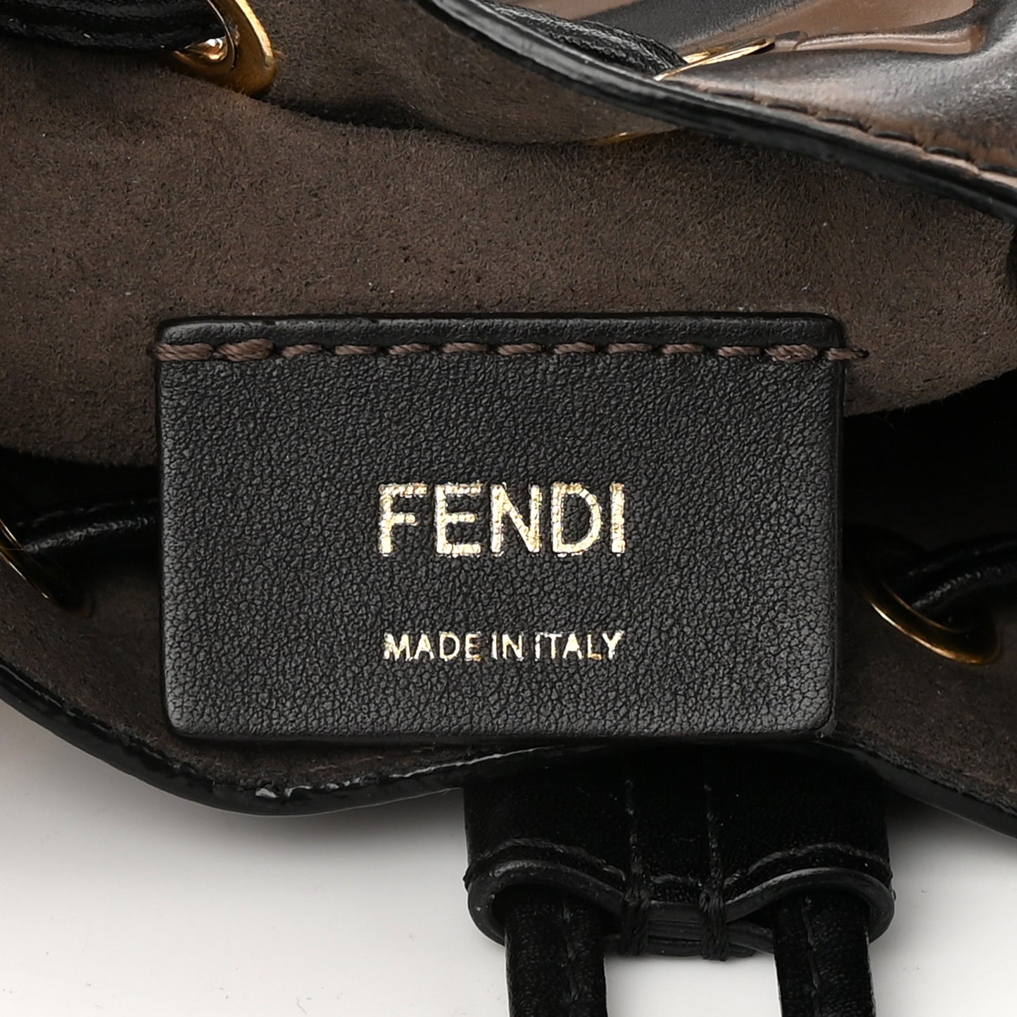 Vitello Liberty F is Fendi Bi-Color FF 1974 Embossed Mini Mon Tresor Bucket Bag Maya Black