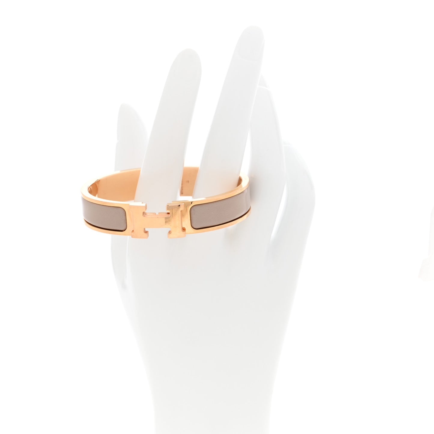 Enamel Narrow Clic Clac H Bracelet PM Marron Glace