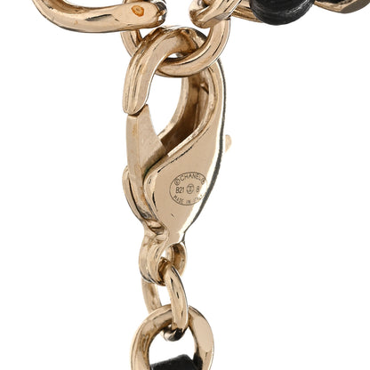 Chanel Metal Lambskin Crystal CC Choker Necklace Black Gold 5 of 6