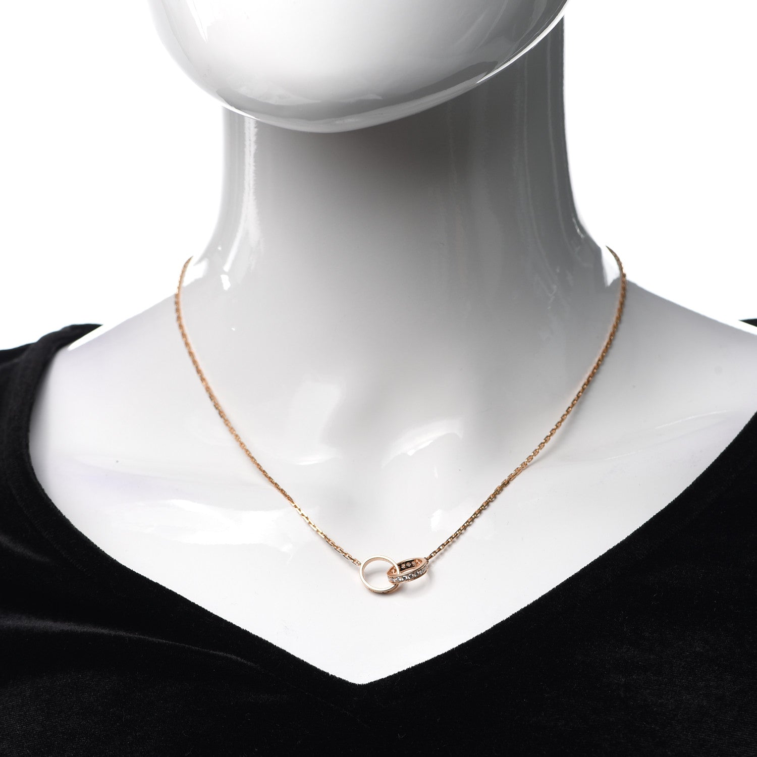 Cartier 18K Pink Gold Diamond Interlocking LOVE Necklace 2 of 5