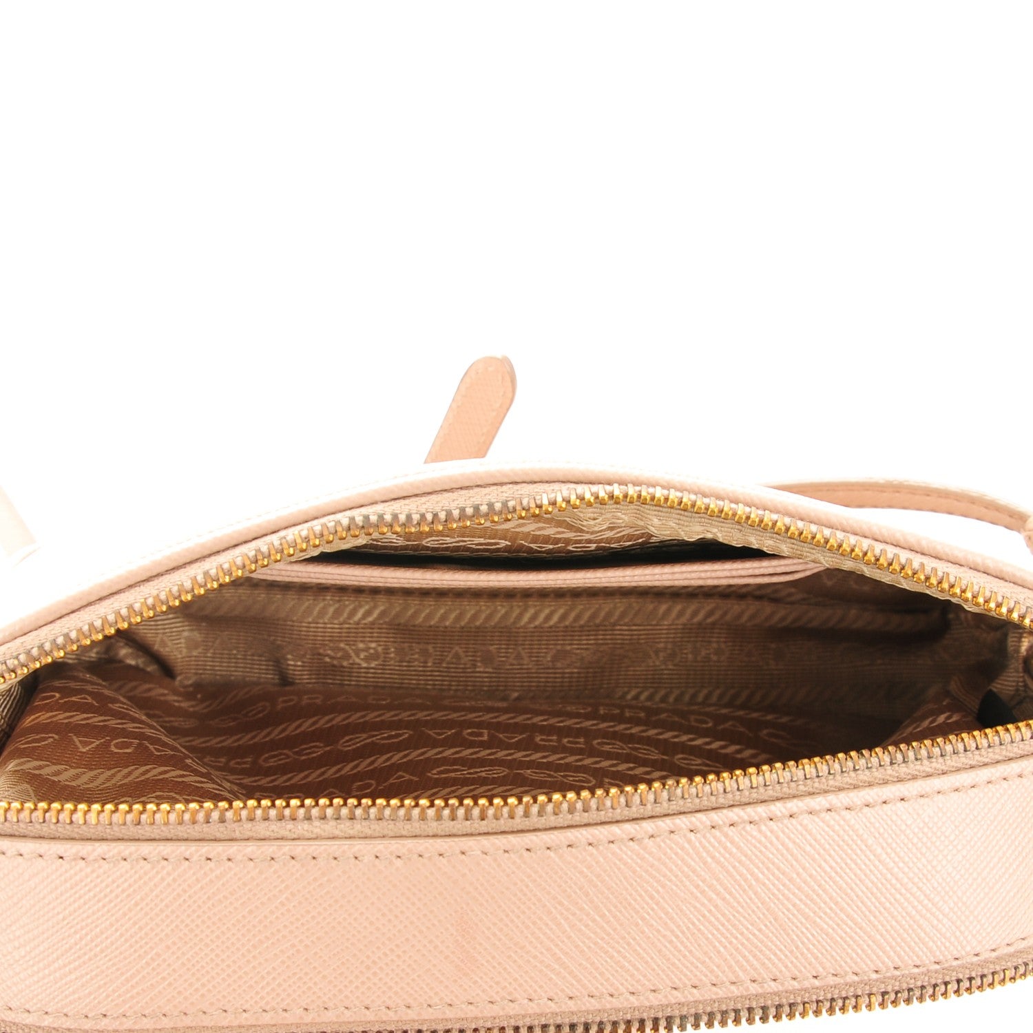 Prada Saffiano Mini Double Zip Crossbody Cammeo 5 of 10