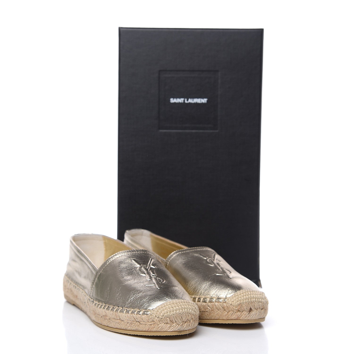Saint Laurent Metallic Lambskin Monogram Espadrilles 36.5 Gold 9 of 9