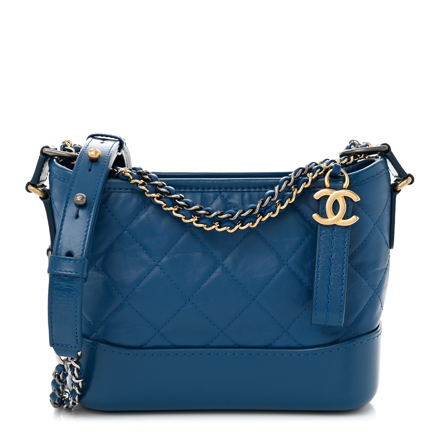 Aged Calfskin Quilted Small Gabrielle Hobo Blue