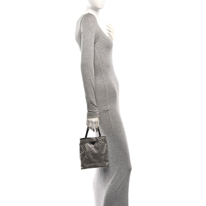 Prada Satin Crystal Metal Triangle Logo Chain Crossbody Handbag Cristal 2 of 9