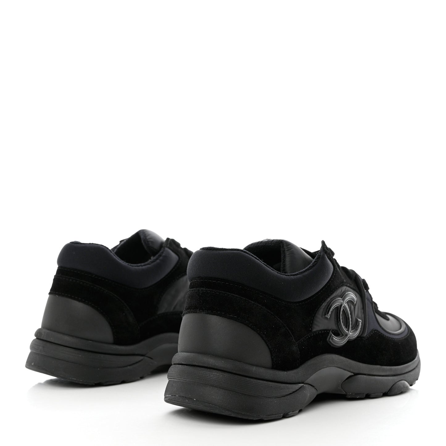 Mixed Fibers Calfskin Suede CC Sneakers 40.5 Black