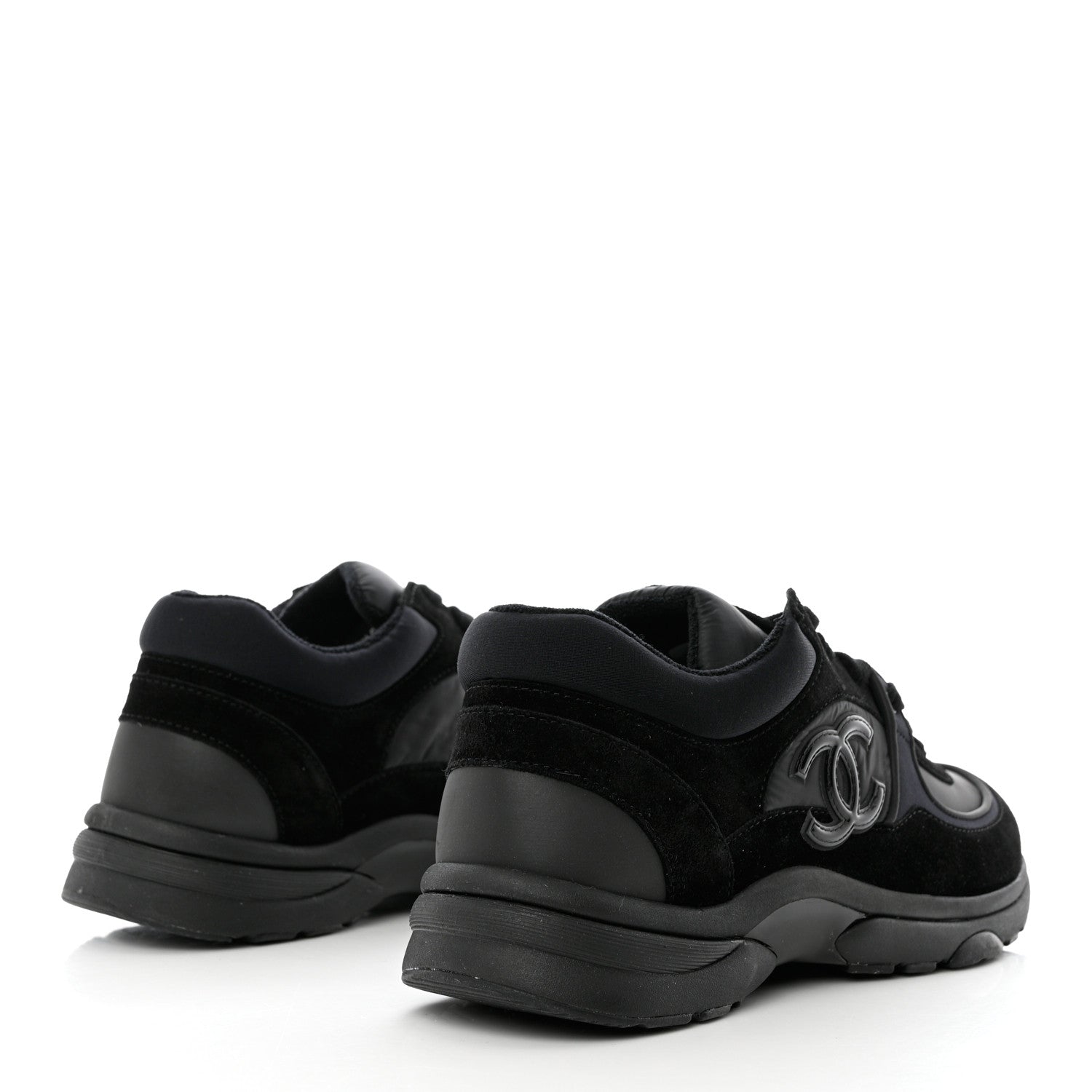 Chanel Mixed Fibers Calfskin Suede CC Sneakers 40.5 Black 4 of 9