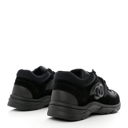Chanel Mixed Fibers Calfskin Suede CC Sneakers 40.5 Black 4 of 9