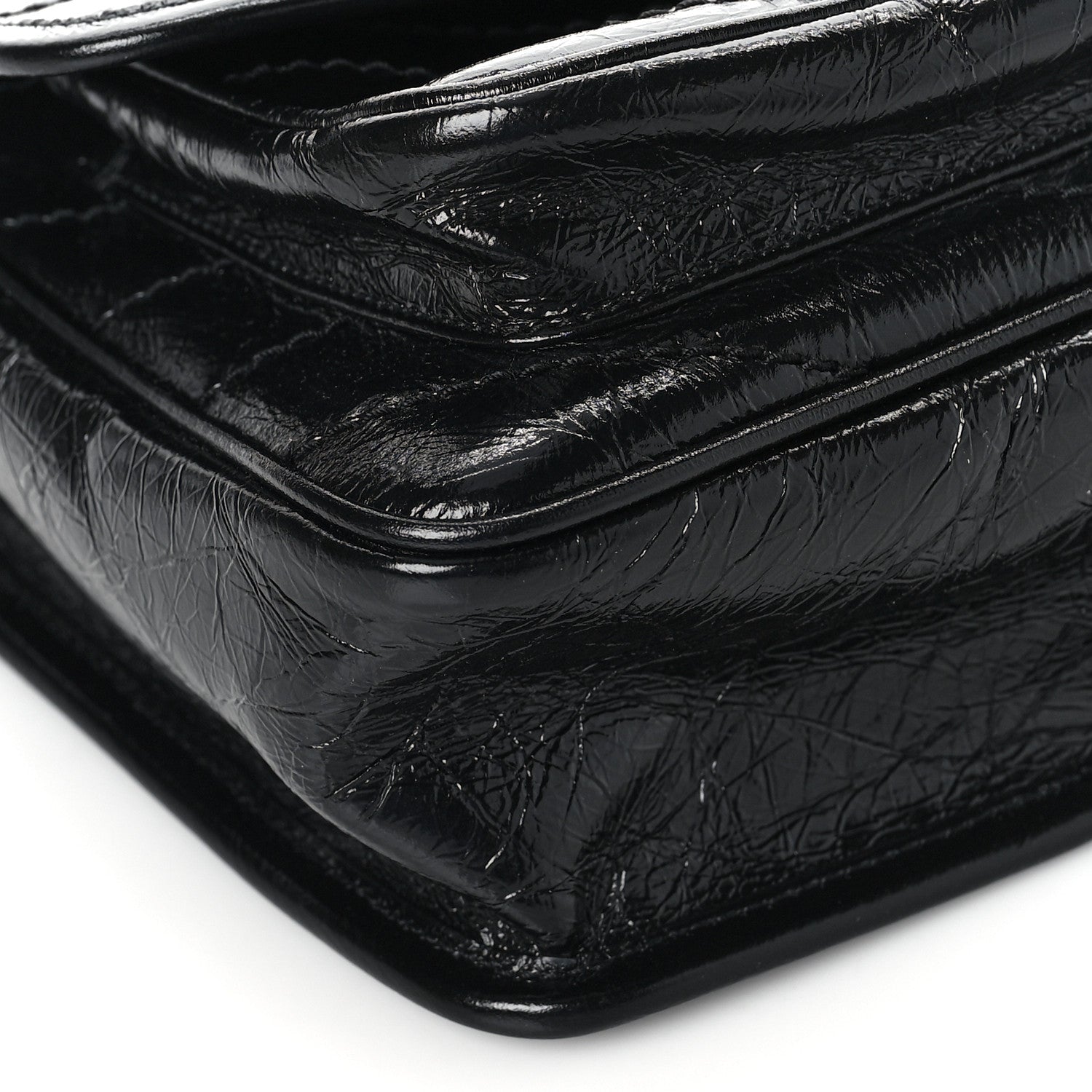 Saint Laurent Crinkled Lambskin Matelasse Monogram Baby Niki Chain Satchel Black 8 of 9