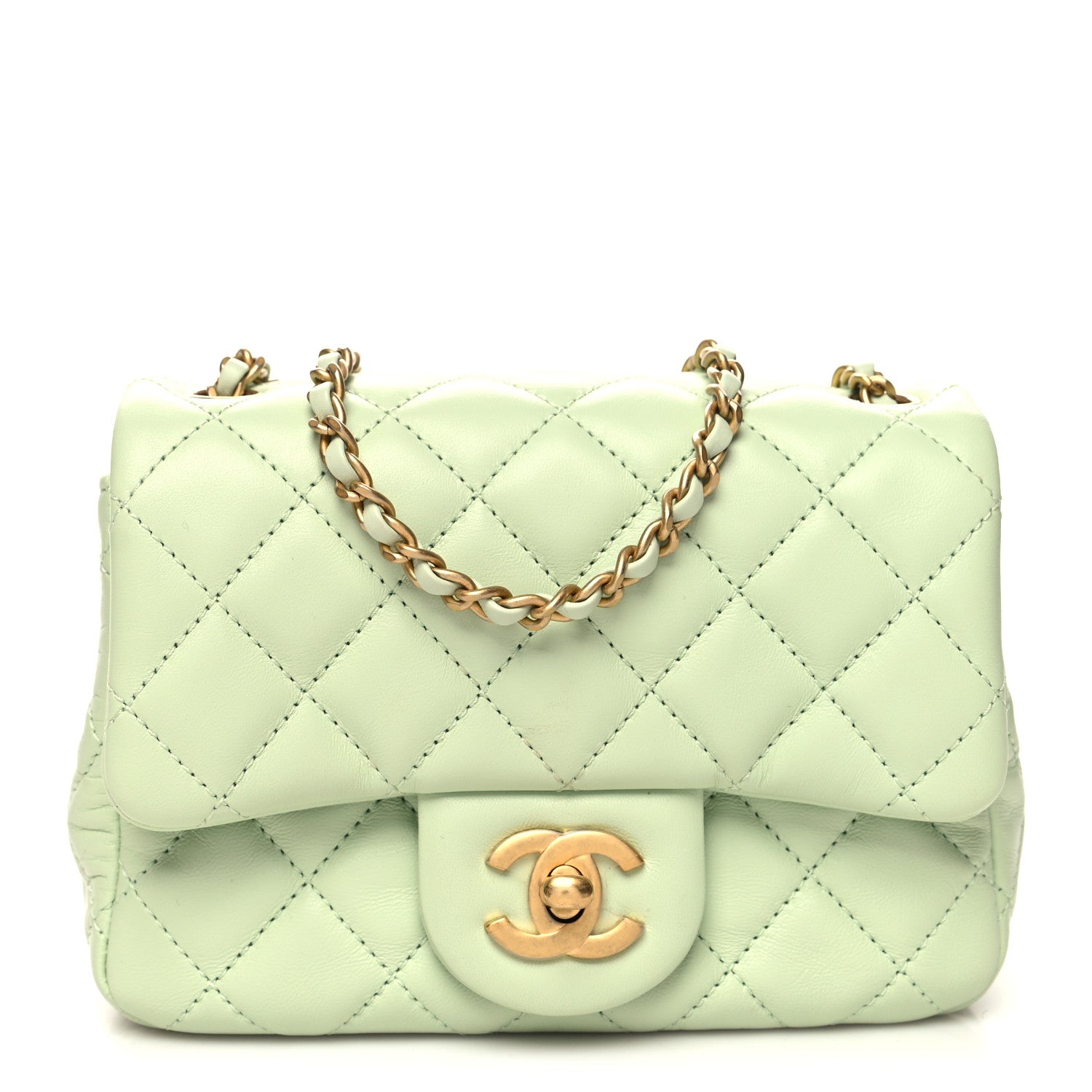 Chanel Lambskin Quilted Mini Pearl Crush Flap Light Green 1 of 12