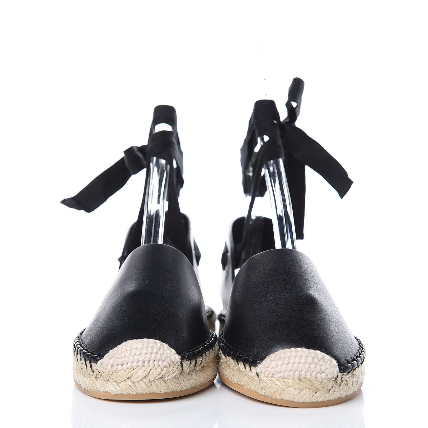 Calfskin Nicely-D Ankle Tie Espadrilles Flats 36 Black