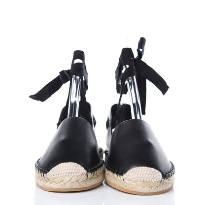 Christian Dior Calfskin Nicely-D Ankle Tie Espadrilles Flats 36 Black 2 of 8
