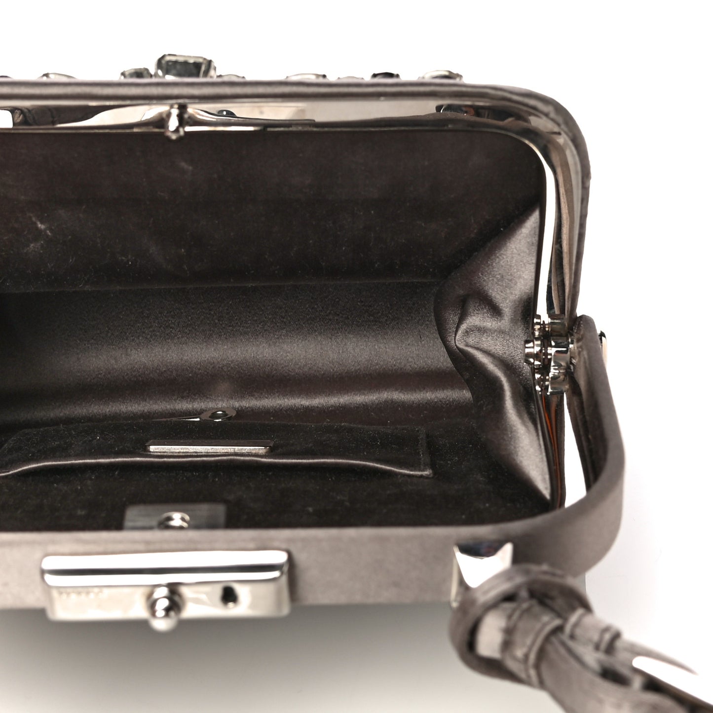 Satin Embellished Framed Bag Fumo