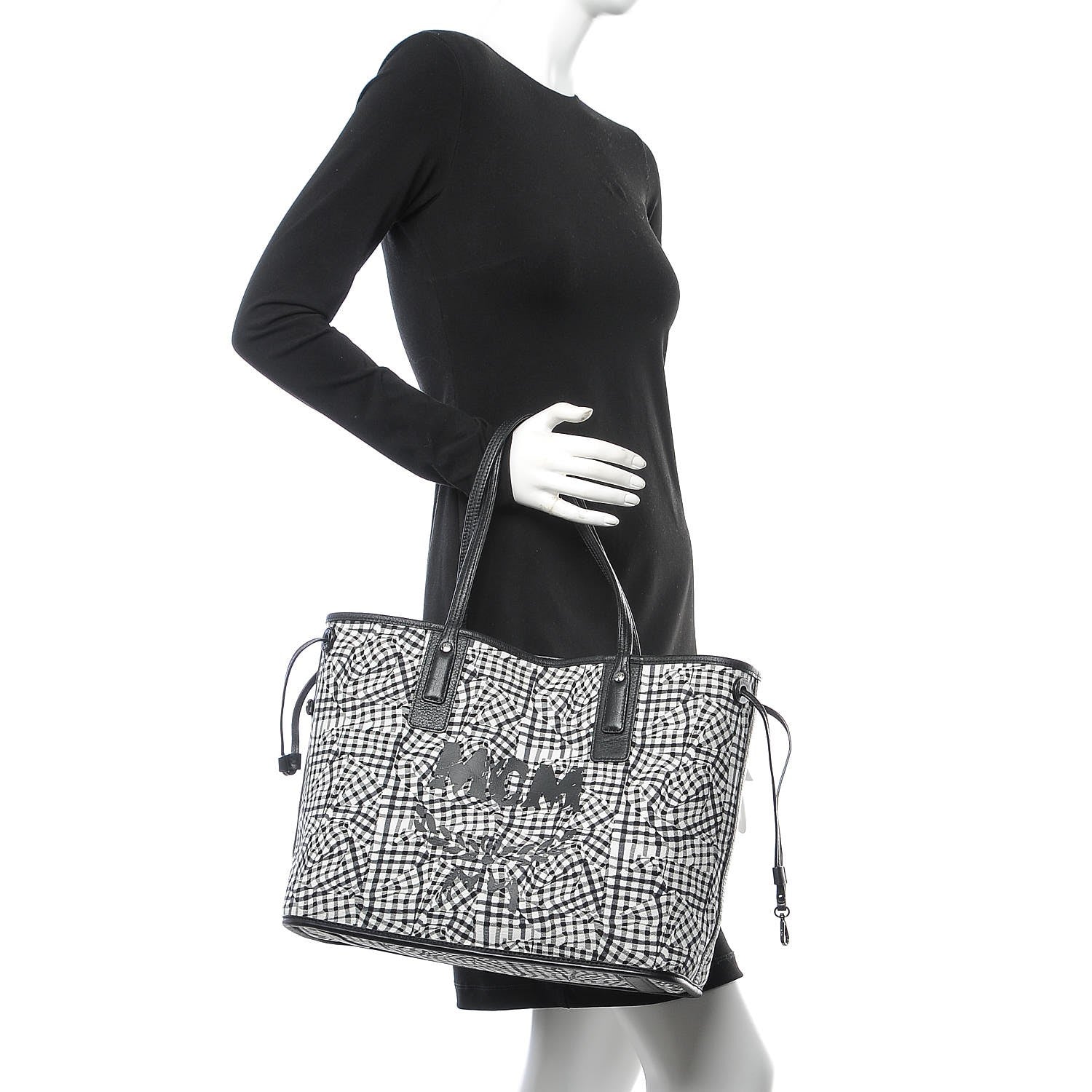 MCM Visetos Medium Liz Reversible Shopper Tote Black 2 of 12