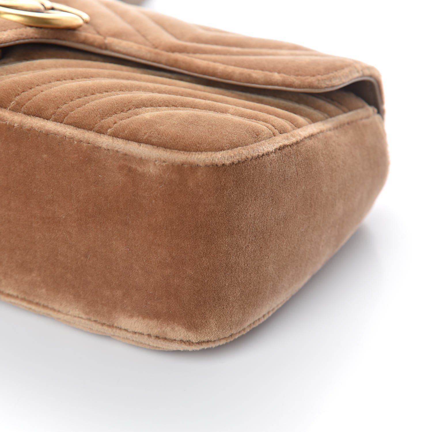 Gucci Velvet Matelasse Small GG Marmont Shoulder Bag Taupe 9 of 9