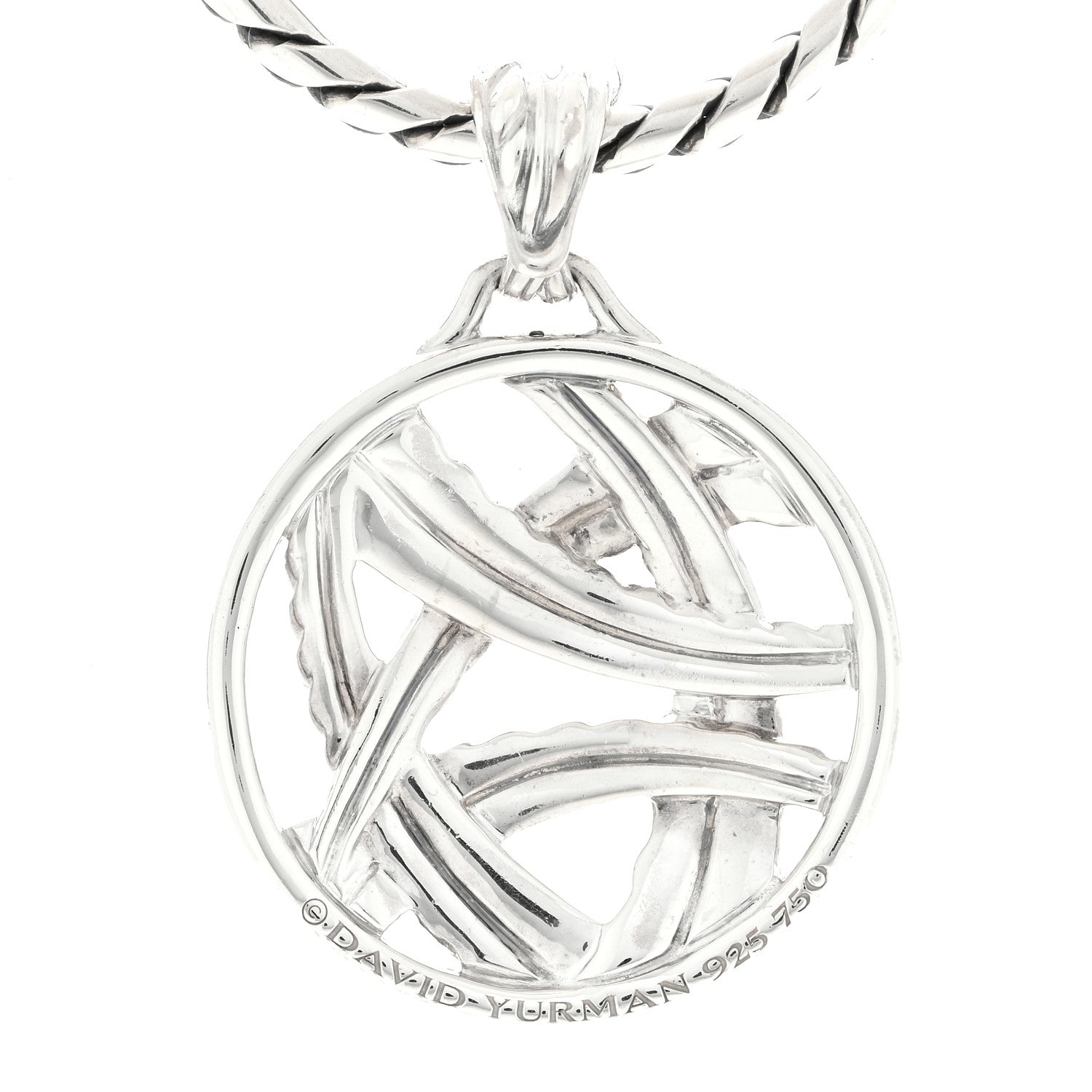 David Yurman Sterling Silver 18K Yellow Gold Papyrus Enhancer Pendant Necklace 3 of 4