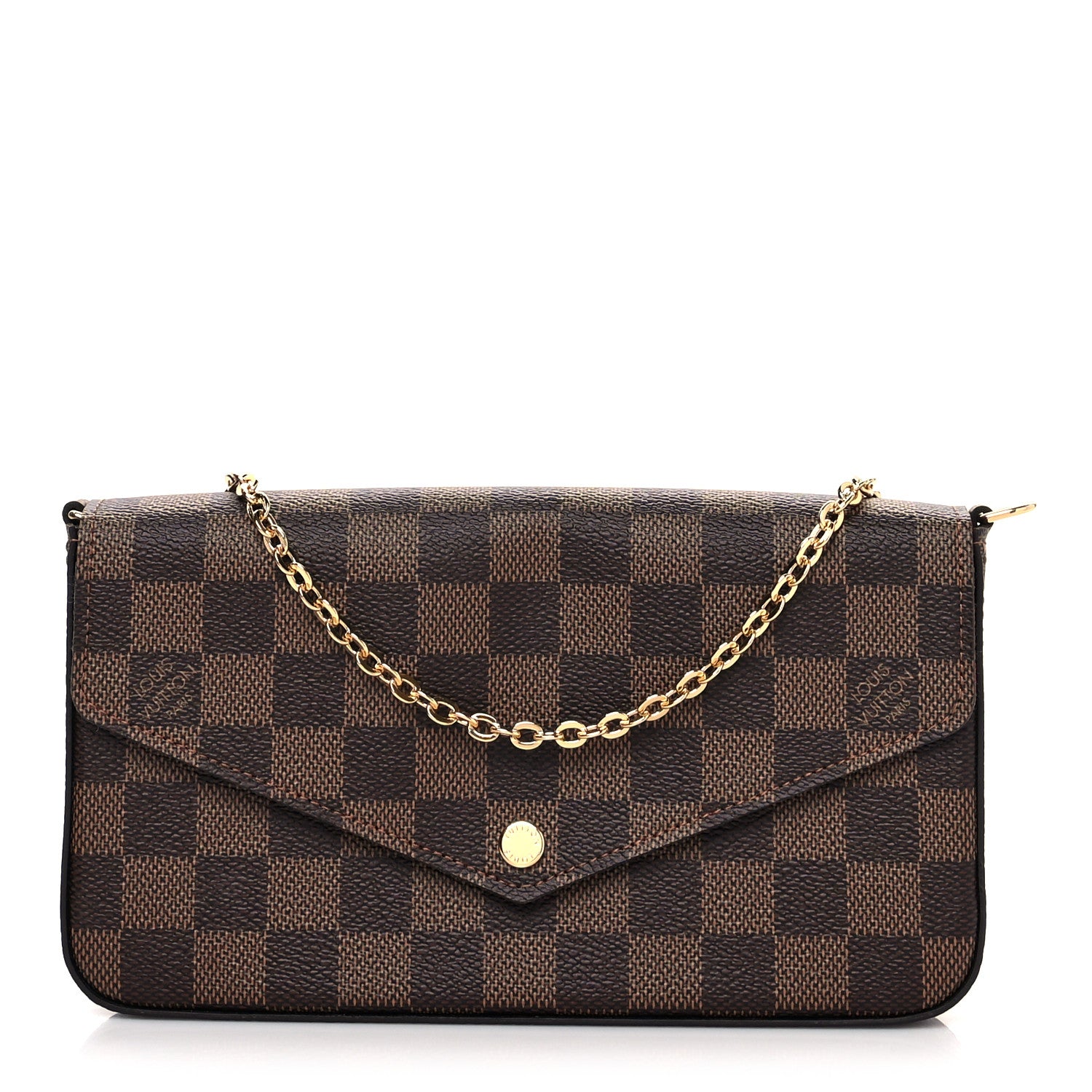 Louis Vuitton Damier Ebene Pochette Felicie Chain Wallet 1 of 13