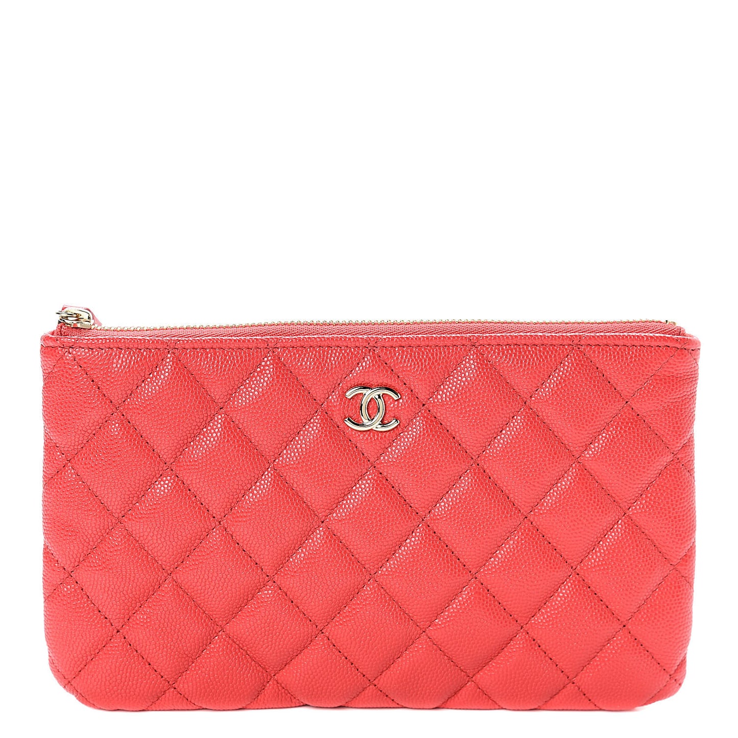 Caviar Quilted Cosmetic Case Red