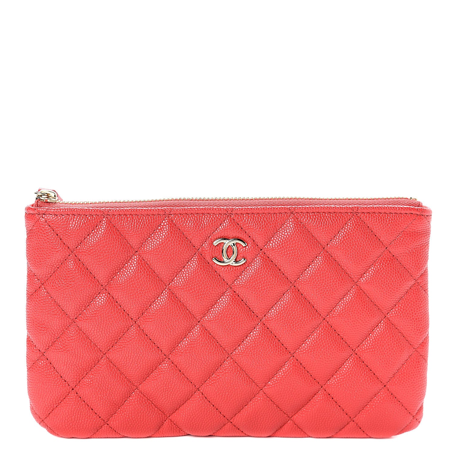 Chanel Caviar Quilted Cosmetic Case Red 1 of 8