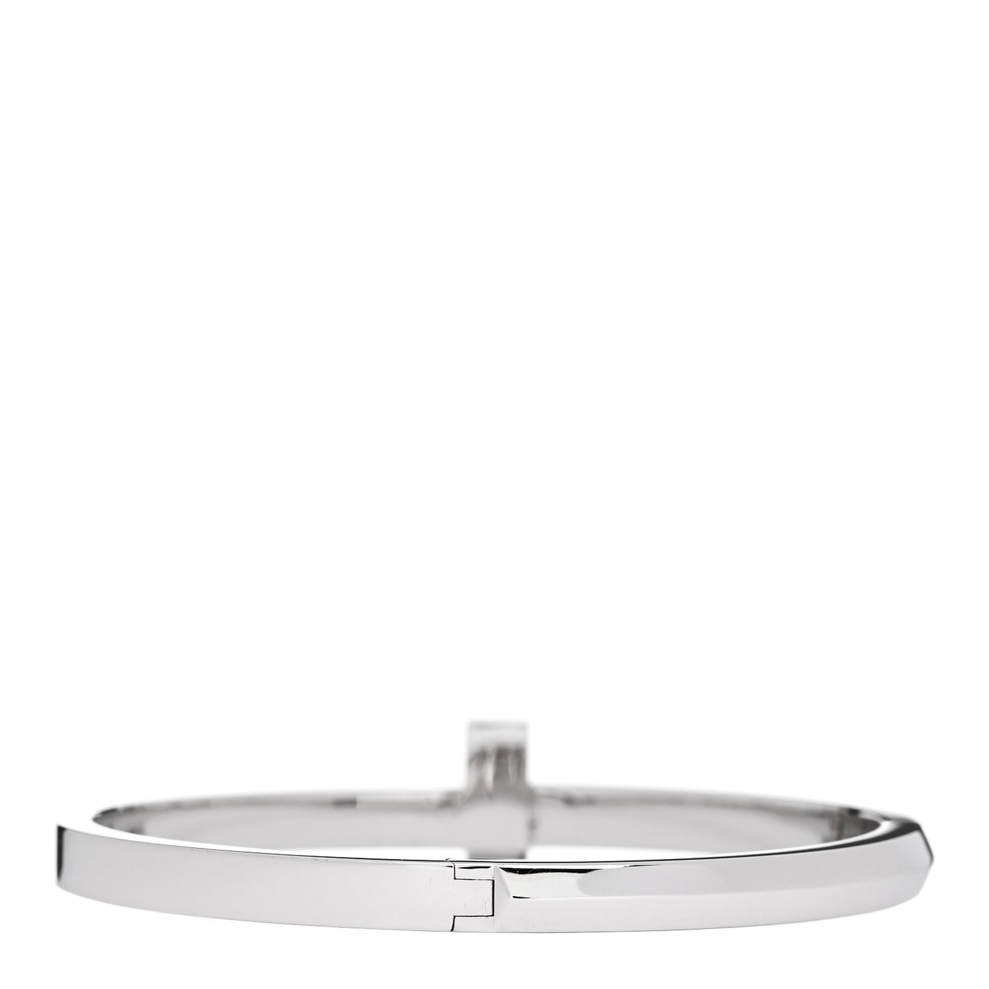 18K White Gold Wide T T1 Hinged Bangle Bracelet