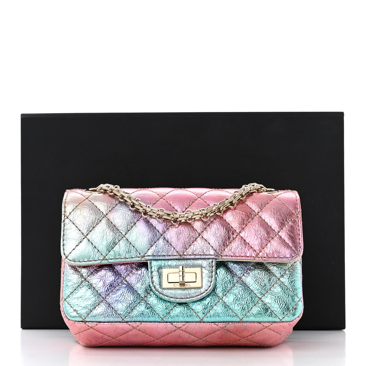 Metallic Goatskin Quilted Mini 2.55 Reissue Flap Multicolor
