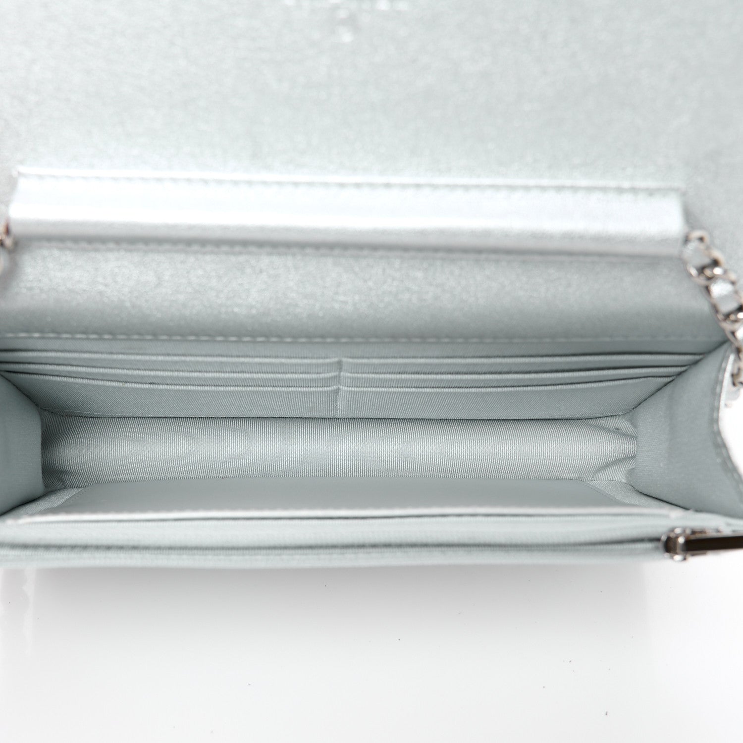 Chanel Metallic Lambskin Quilted Wallet On Chain WOC Silver 5 of 12
