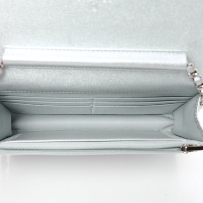 Chanel Metallic Lambskin Quilted Wallet On Chain WOC Silver 5 of 12