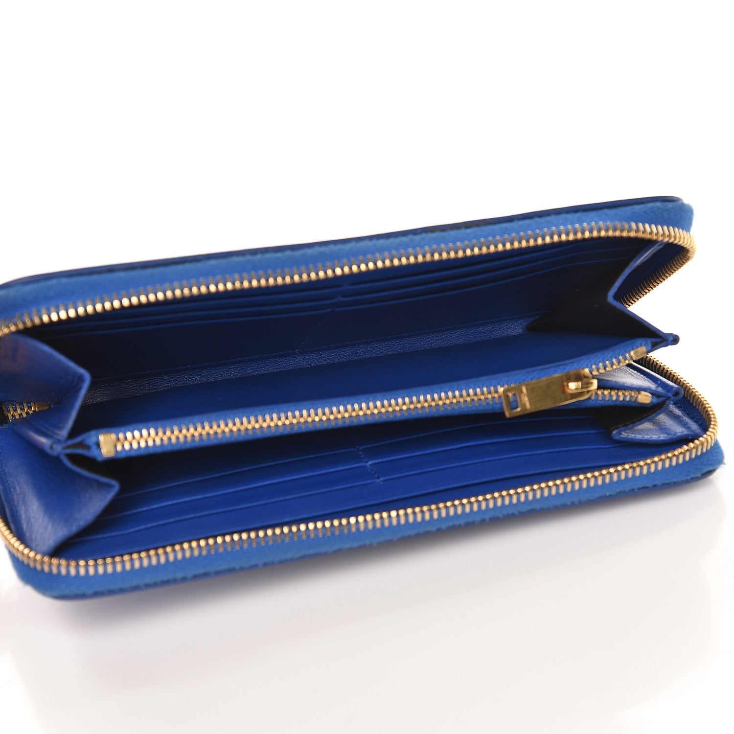 Saint Laurent Patent Grain De Poudre Classic Letters Zip Around Wallet Royal Blue 5 of 10