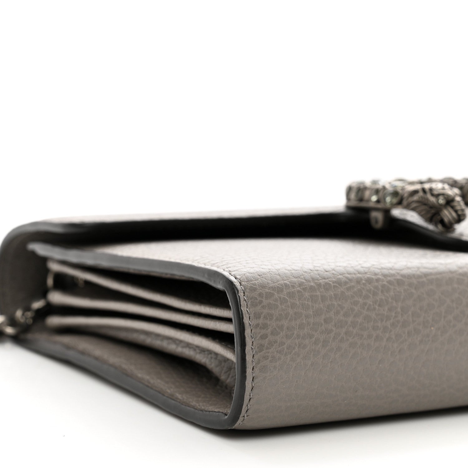 Gucci Dollar Calfskin Crystal Mini Dionysus Chain Wallet Dusty Grey Black Diamond 9 of 10