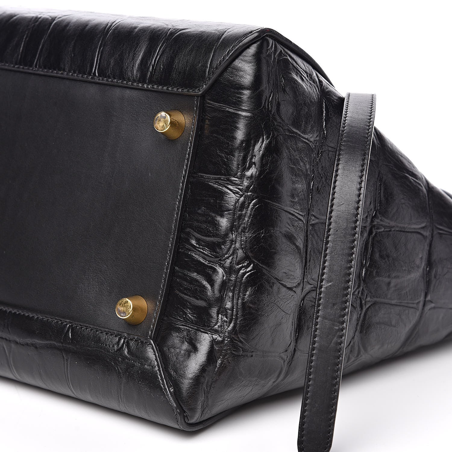 Celine Calfskin Crocodile Embossed Small Belt Bag Black 9 of 15