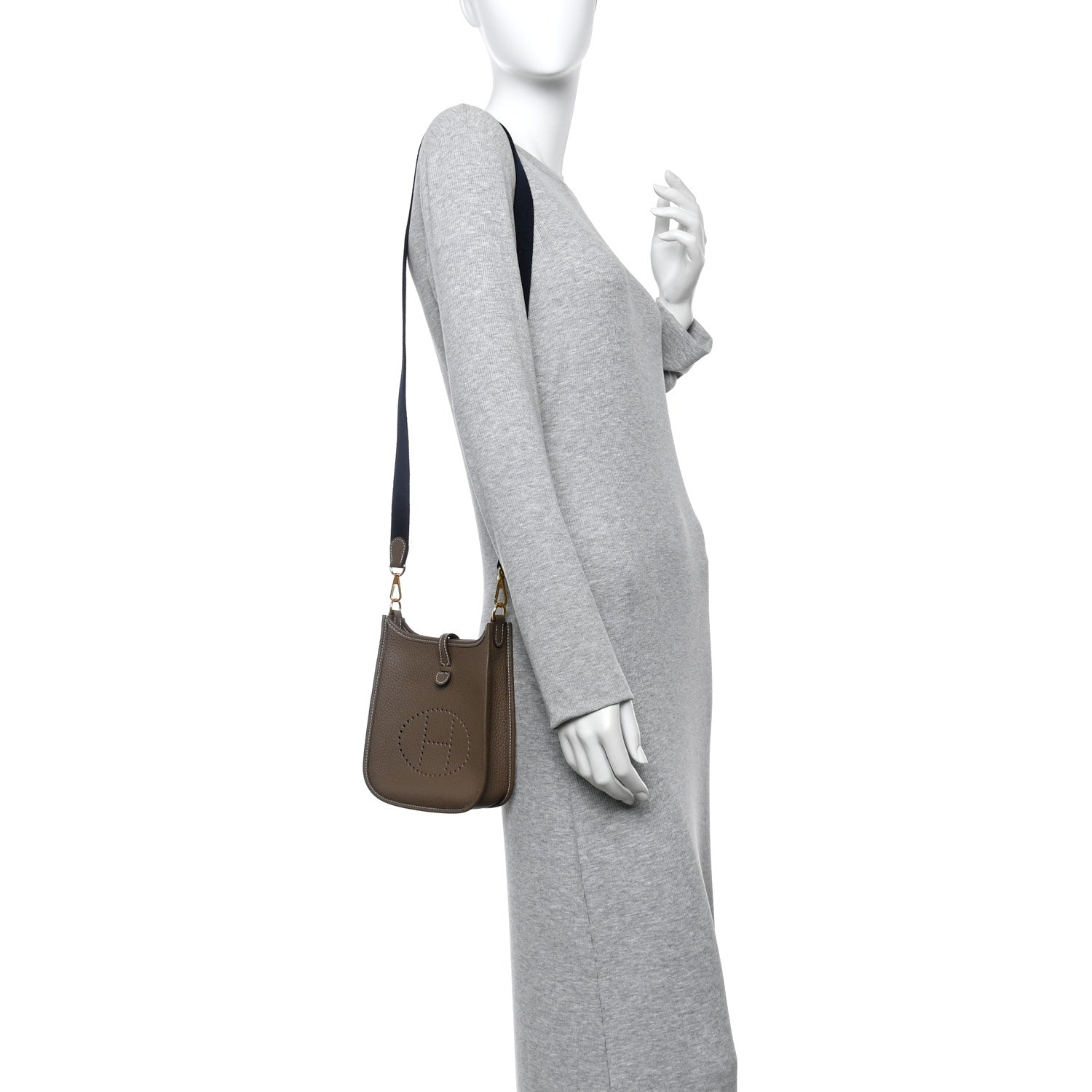 Hermes Taurillon Clemence Amazone Evelyne TPM Etoupe Bleu Indigo