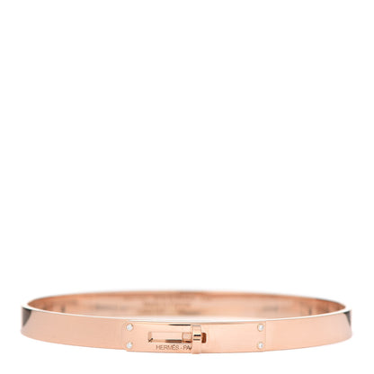 Hermes 18K Rose Gold Diamond PM Kelly Bracelet LG 1 of 6