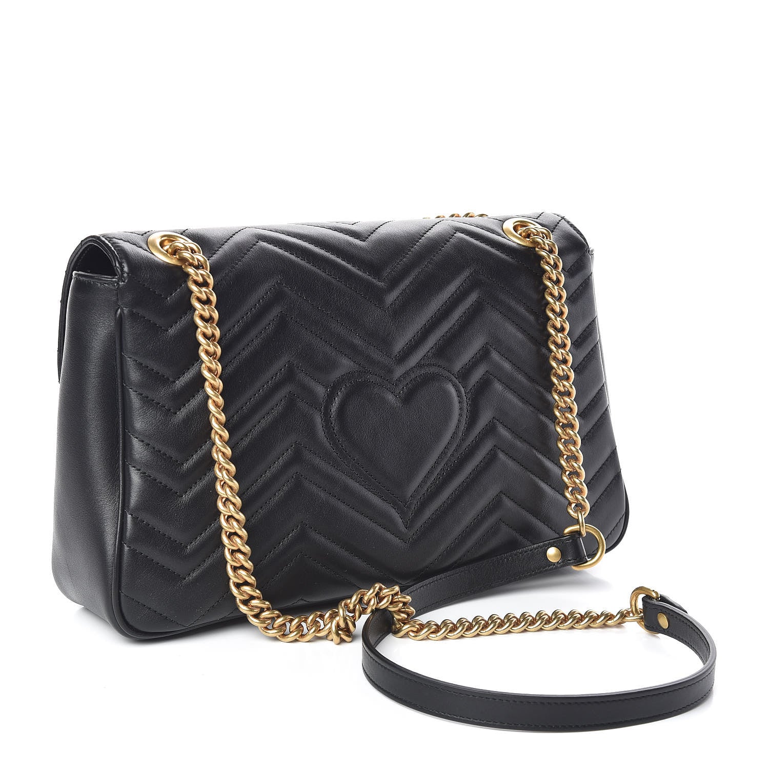 Gucci Calfskin Matelasse Medium GG Marmont Shoulder Bag Black 3 of 10