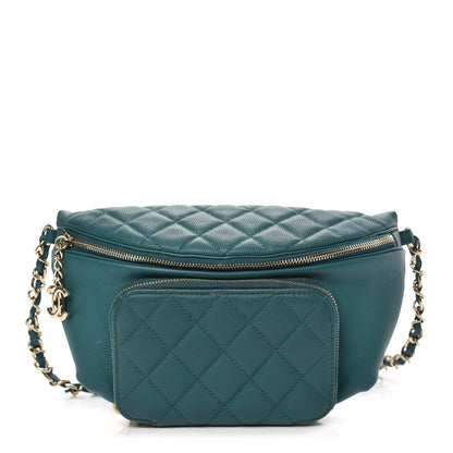 Chanel Caviar Quilted Business Affinity Waist Belt Bag Dark Turquoise 1 of 9