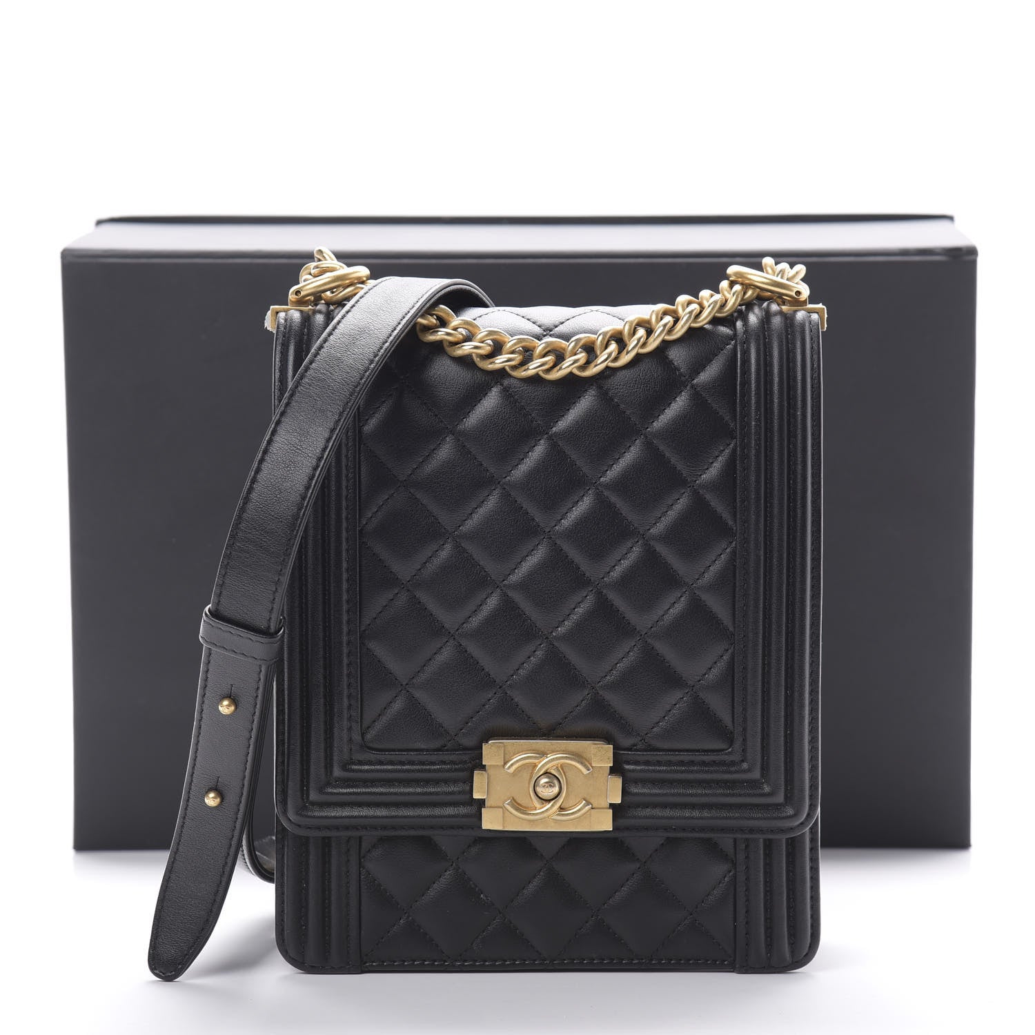 Chanel Calfskin Quilted North South Boy Flap Black 10 of 10