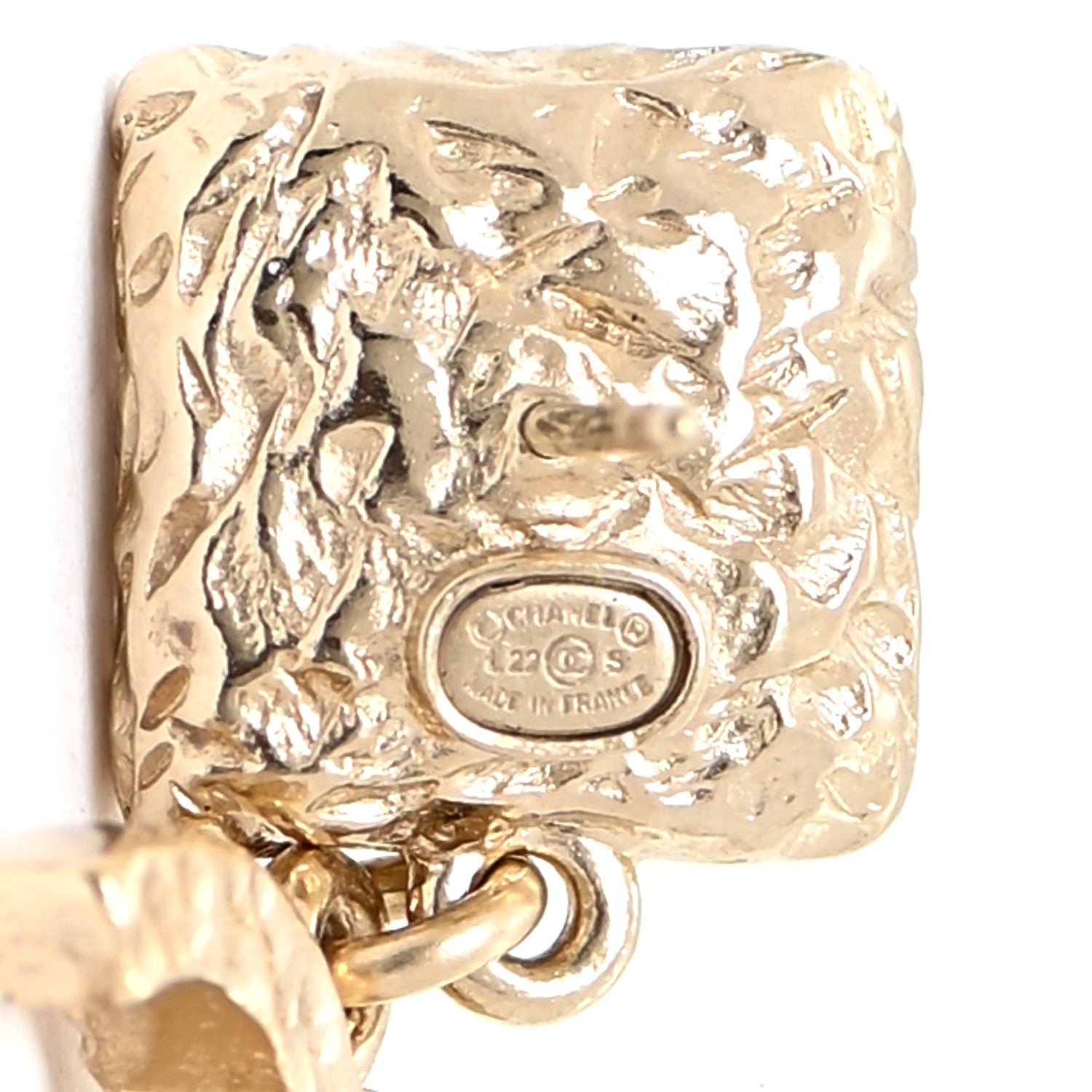Chanel Iridescent Baguette Crystal CC Drop Earrings Gold 4 of 5