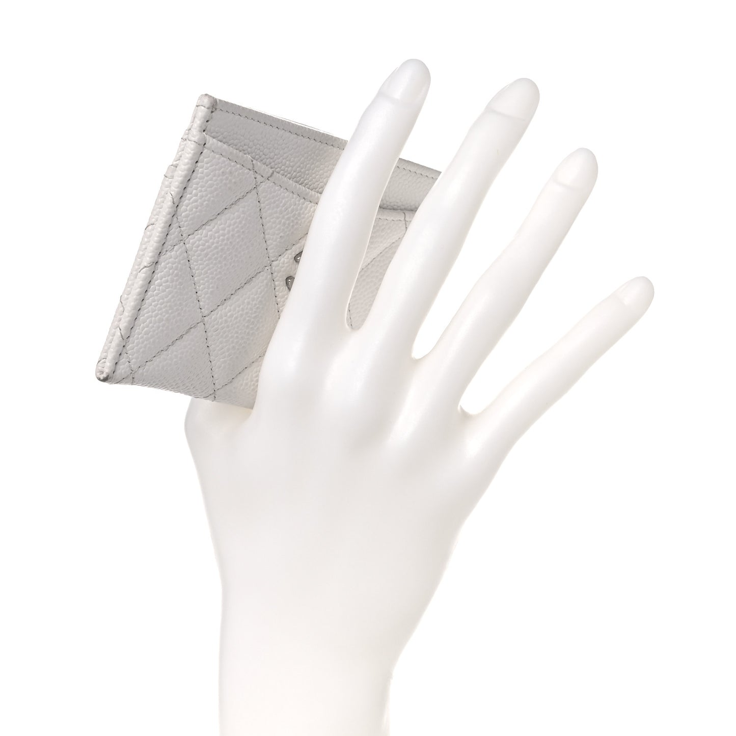 Caviar Quilted Card Holder White