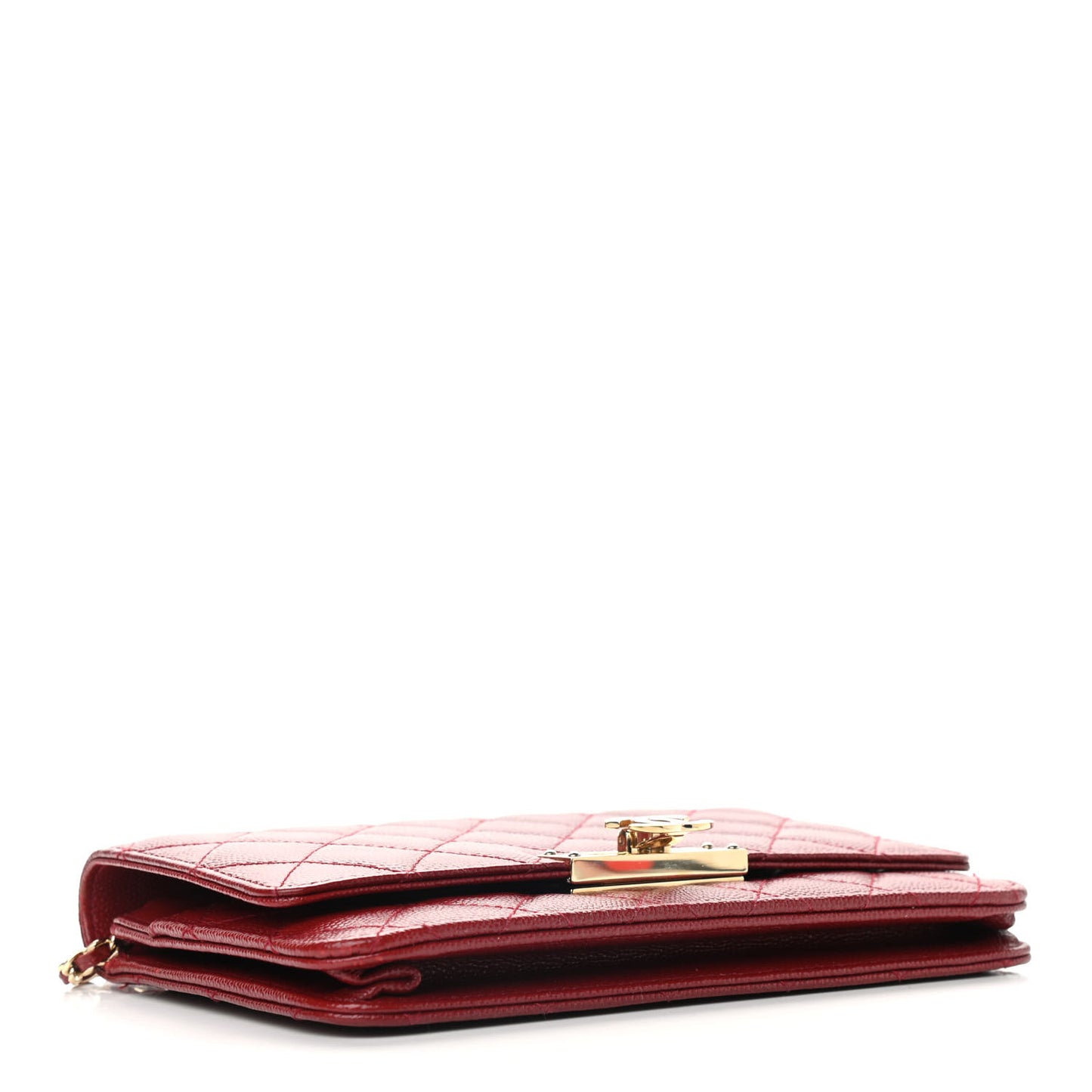 Caviar Quilted Golden Class Wallet On Chain WOC Red