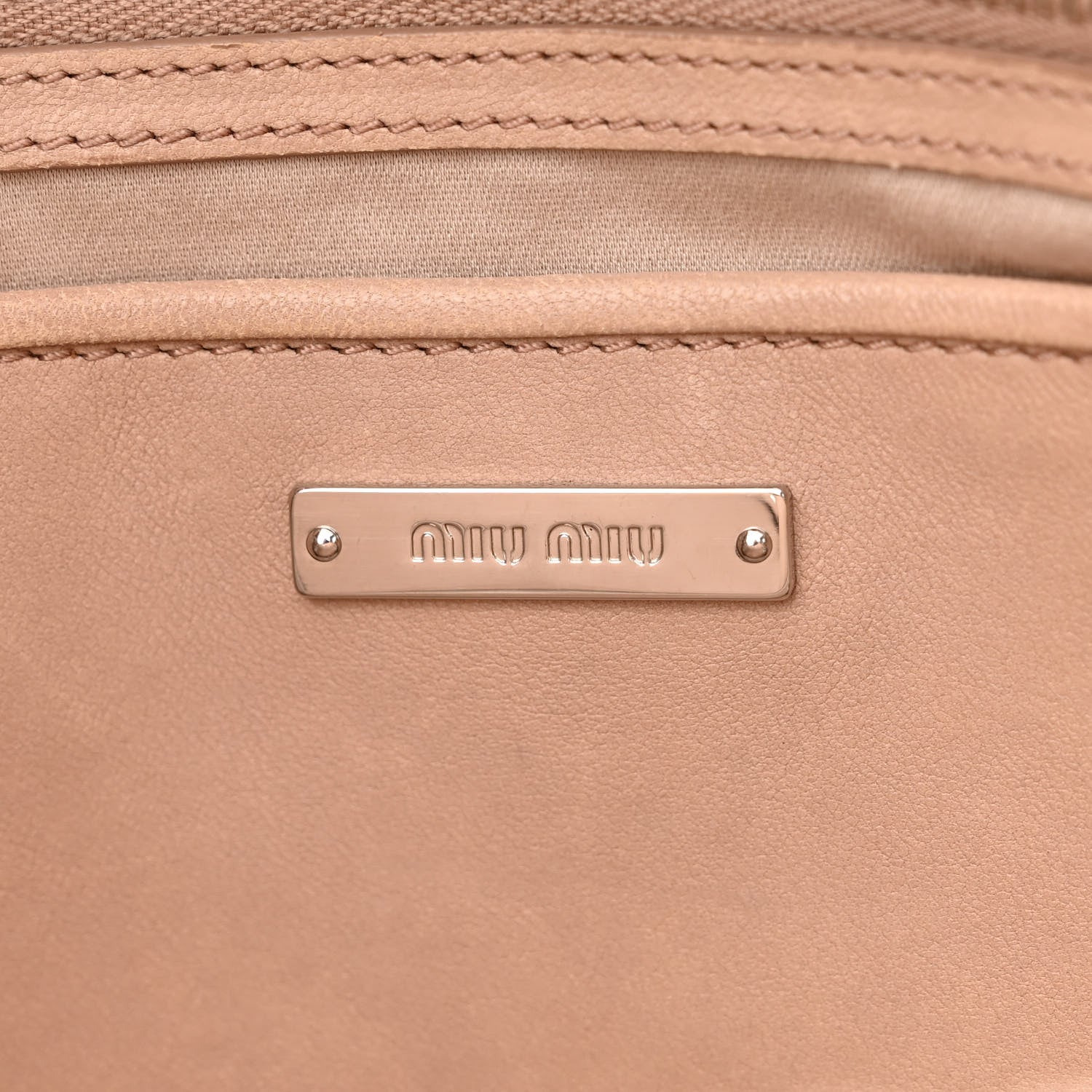 Miu Miu Nappa Matelasse Swarovski Crystal Tote Cammeo 6 of 14