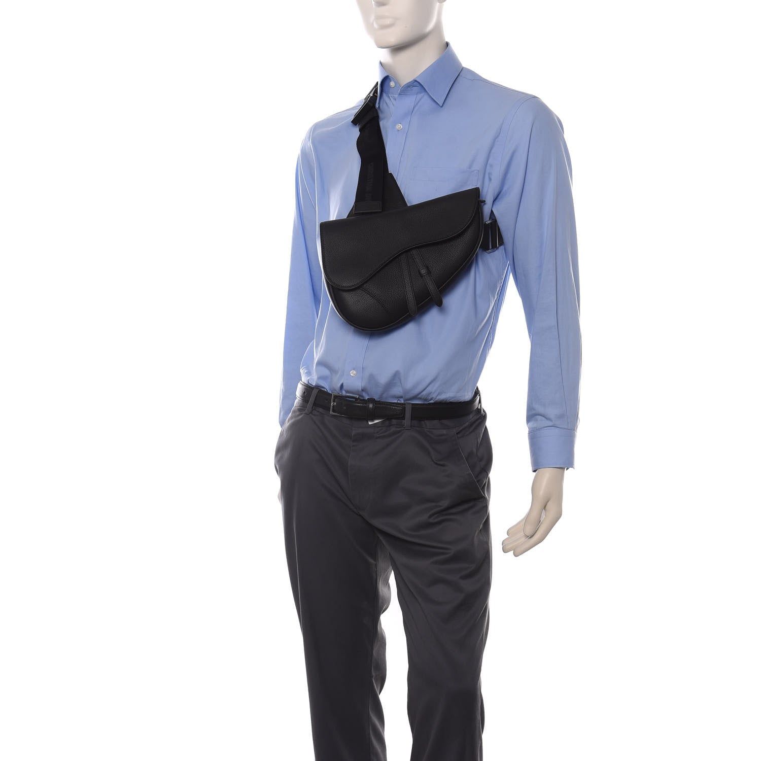 Christian Dior Calfskin Mens Saddle Bag Black 2 of 8