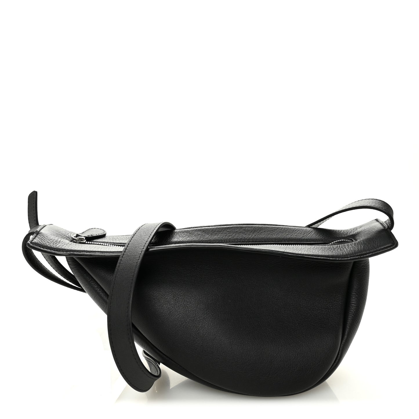 Grained Calfskin Small Slouchy Banana Bag Black