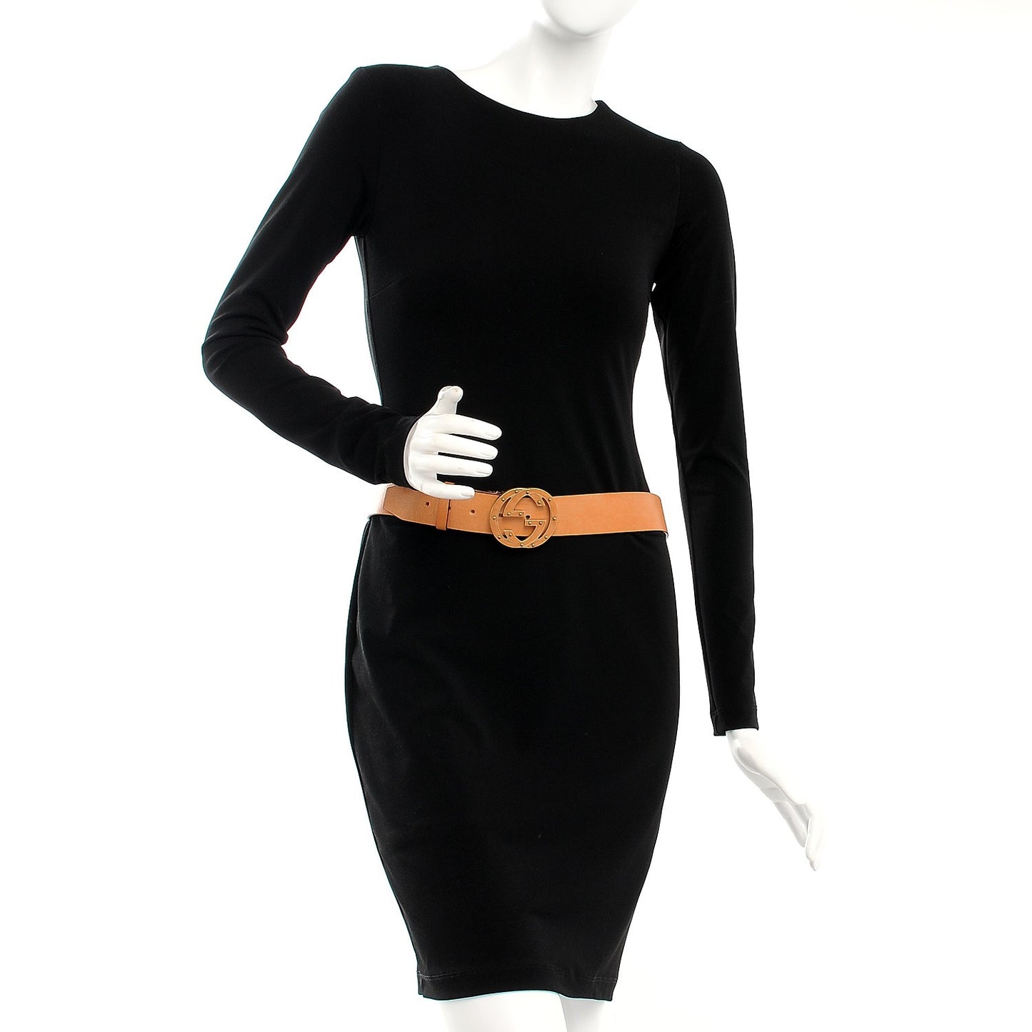 Calfskin Studded Interlocking G Belt 80 32 Tan