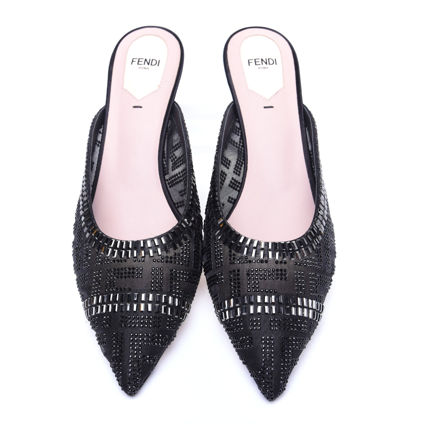 Technical Mesh Crystal FF Embellished Colibri 55mm Mules 40 Black