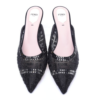 Fendi Technical Mesh Crystal FF Embellished Colibri 55mm Mules 40 Black 7 of 11