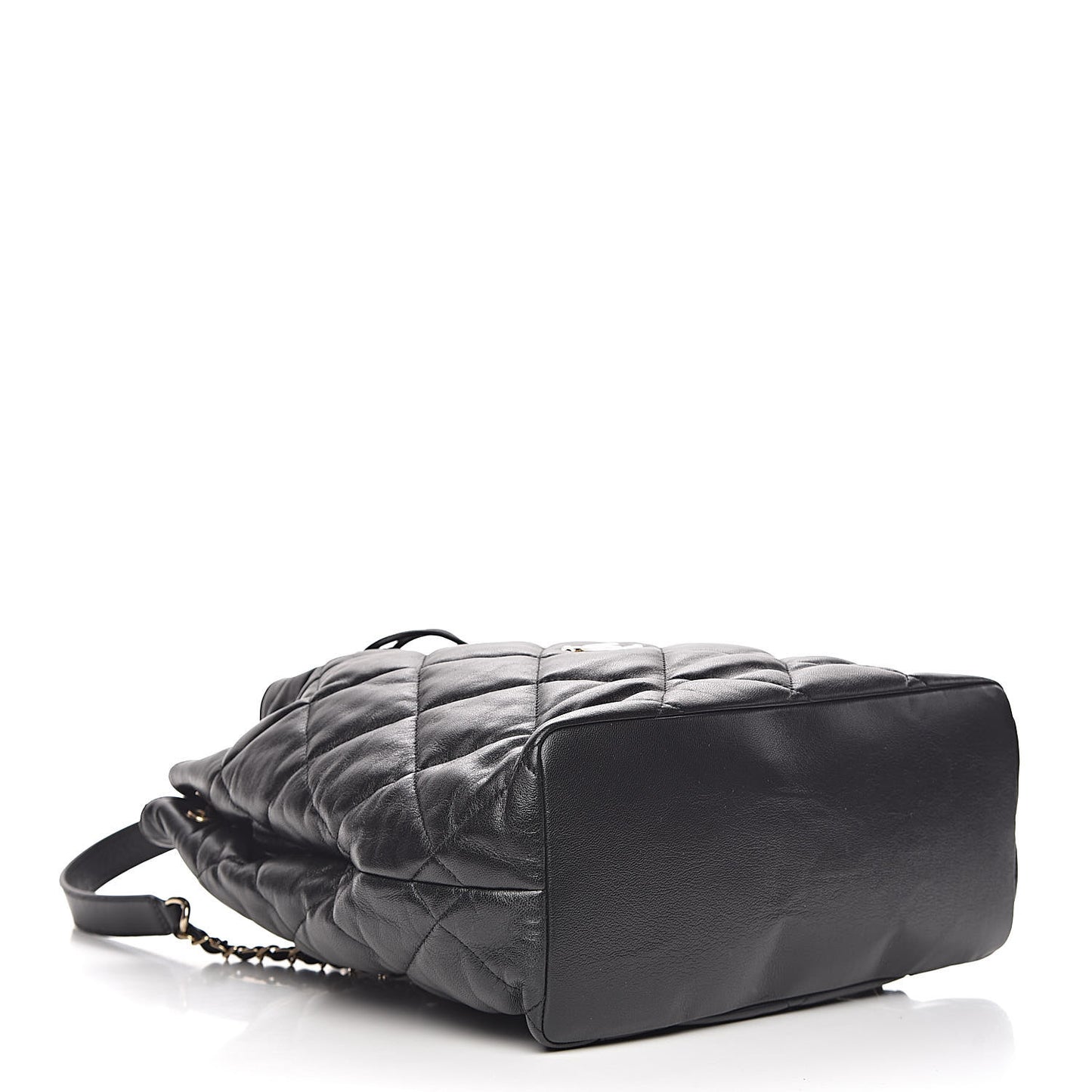 Lambskin Quilted Drawstring Backpack Black